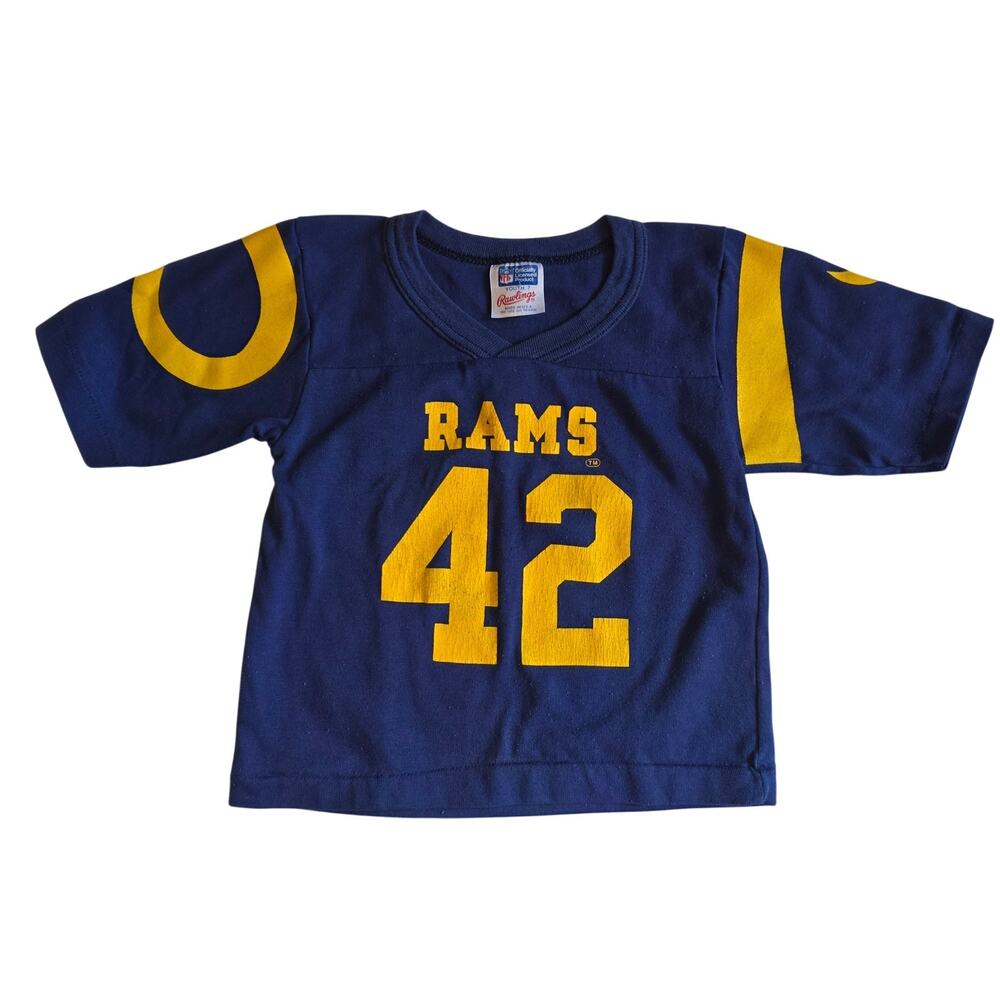Vintage 80s LA Rams Rawlings Kids Jersey Shirt Youth 7 Blue Yellow #42